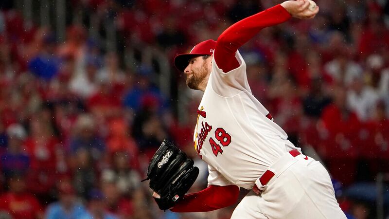 St. Louis Cardinals starting pitcher Jordan Montgomery throws during the first inning of a...