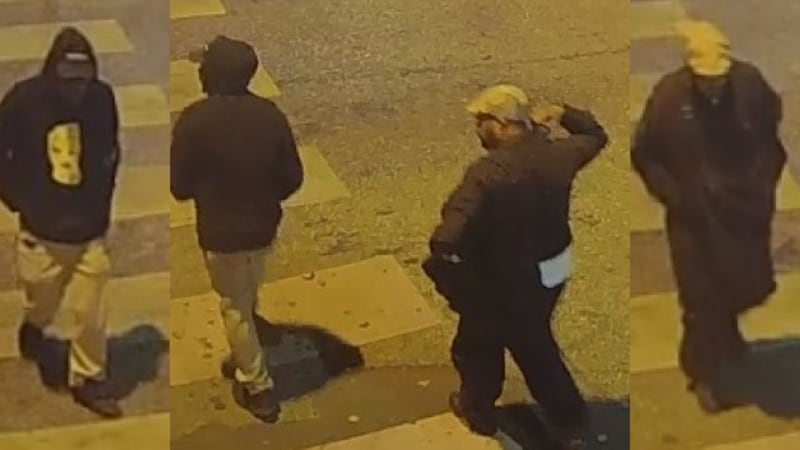 Surveillance images of the suspects wanted in the Kuts by Kurtis burglary.