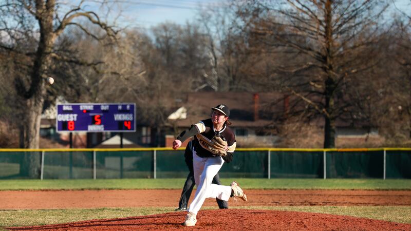 Francis Howell North pitcher throwing during a matchup against Parkway North Friday.