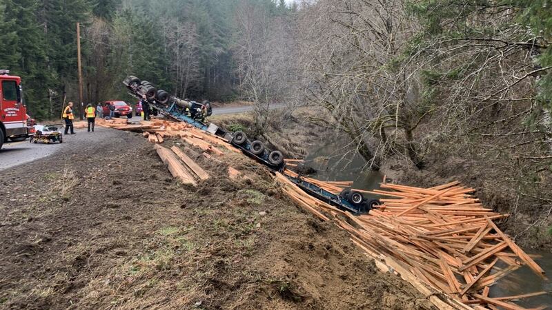 An investigation revealed the truck went off the road and the trailer fell over the...