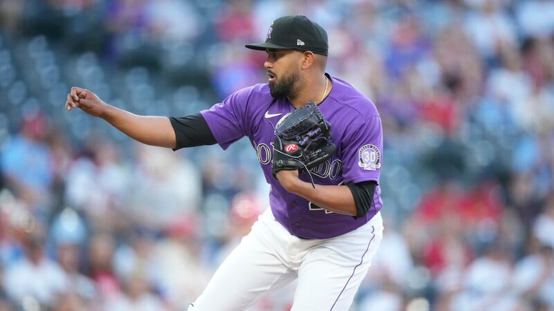 Colorado Rockies starting pitcher German Marquez works against the St. Louis Cardinals in the...