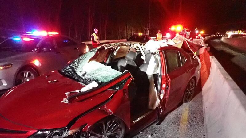 State police said an 'errant tire' caused a serious crash on I-95 in Westport, Conn., during...