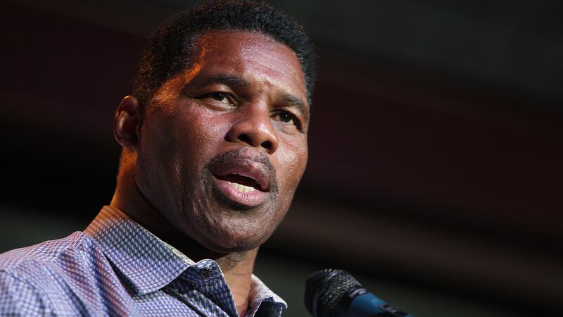 FILE - Herschel Walker, GOP candidate for the US Senate for Georgia, speaks at a primary watch...