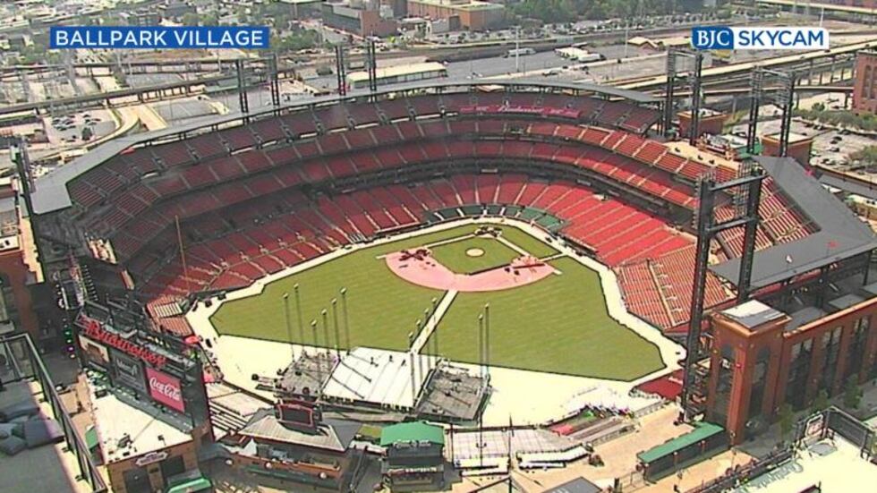 The stage for Guns N' Roses inside Busch Stadium the Friday prior to the Sept. 9 concert.